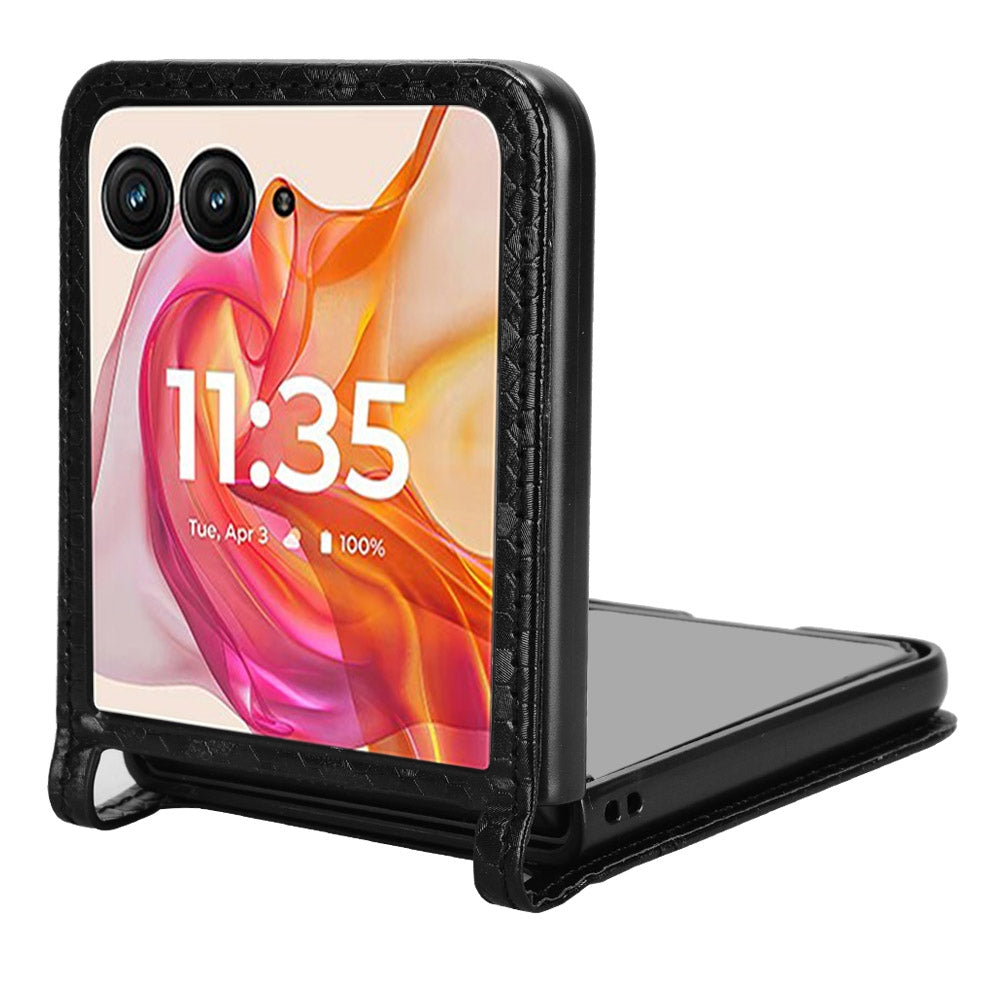 For Motorola Razr 50 Ultra Honeycomb Dot Texture Card Slot Leather Phone Case(Black)
