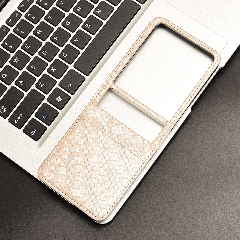 For Motorola Razr 50 Ultra Honeycomb Dot Texture Card Slot Leather Phone Case(Gold)