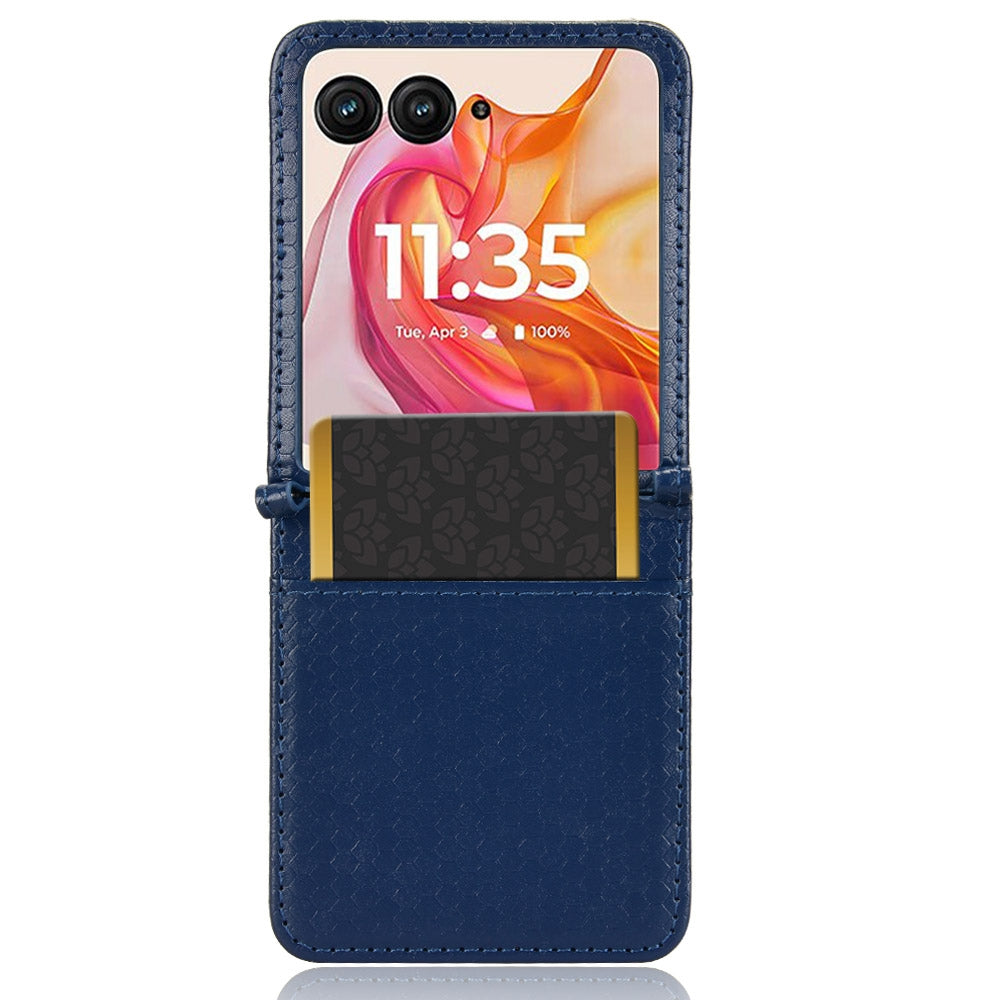 For Motorola Razr 50 Ultra Honeycomb Dot Texture Card Slot Leather Phone Case(Blue)