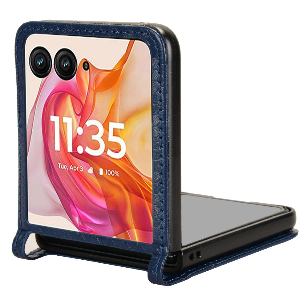 For Motorola Razr 50 Ultra Honeycomb Dot Texture Card Slot Leather Phone Case(Blue)