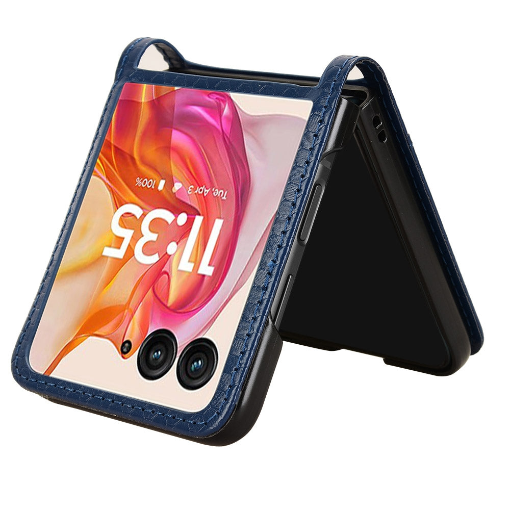For Motorola Razr 50 Ultra Honeycomb Dot Texture Card Slot Leather Phone Case(Blue)