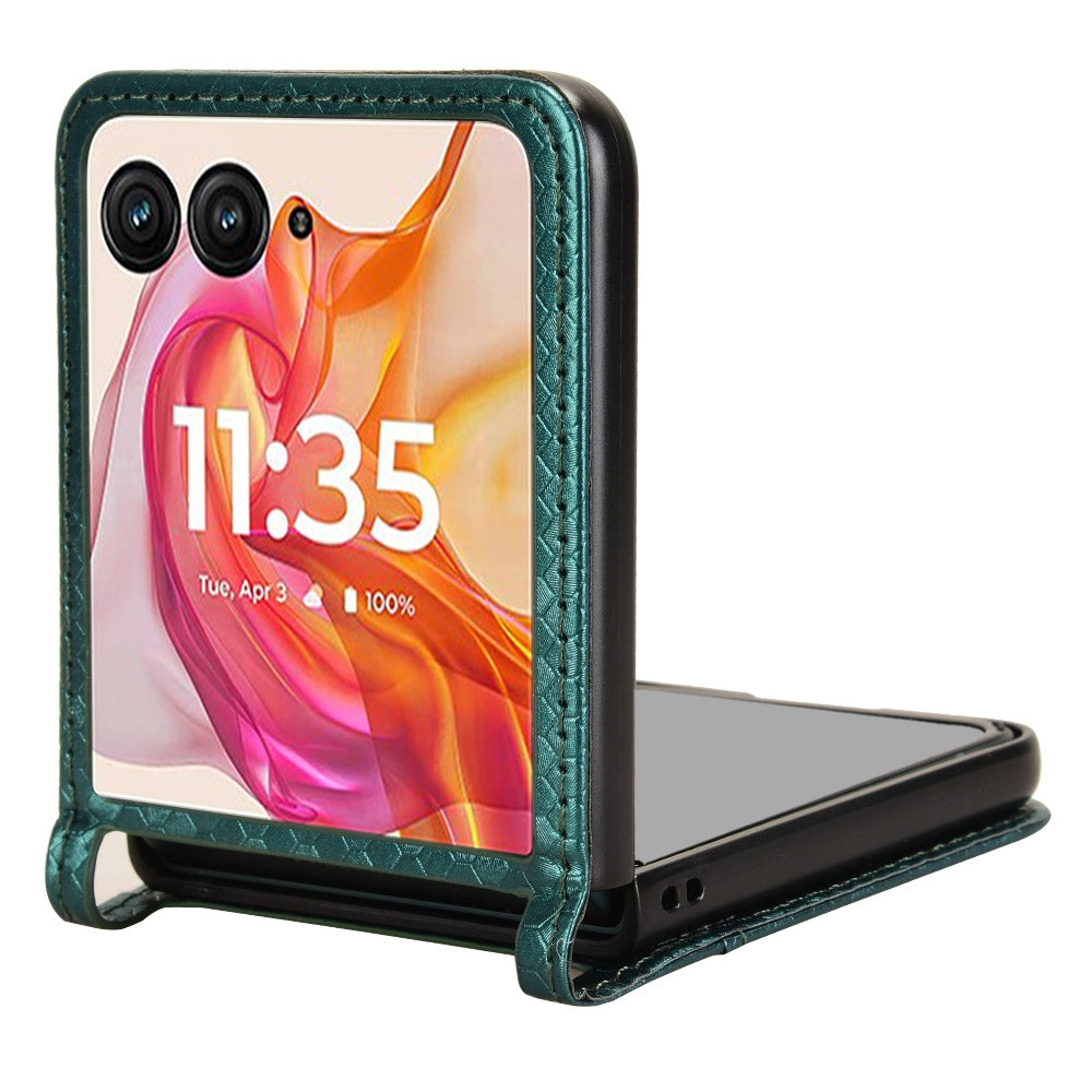 For Motorola Razr 50 Ultra Honeycomb Dot Texture Card Slot Leather Phone Case(Green)