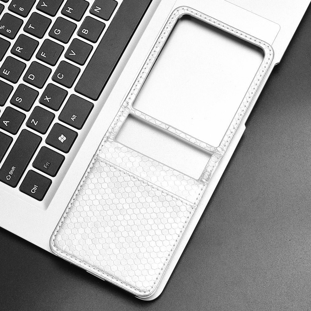 For Motorola Razr 50 Ultra Honeycomb Dot Texture Card Slot Leather Phone Case(Silver)