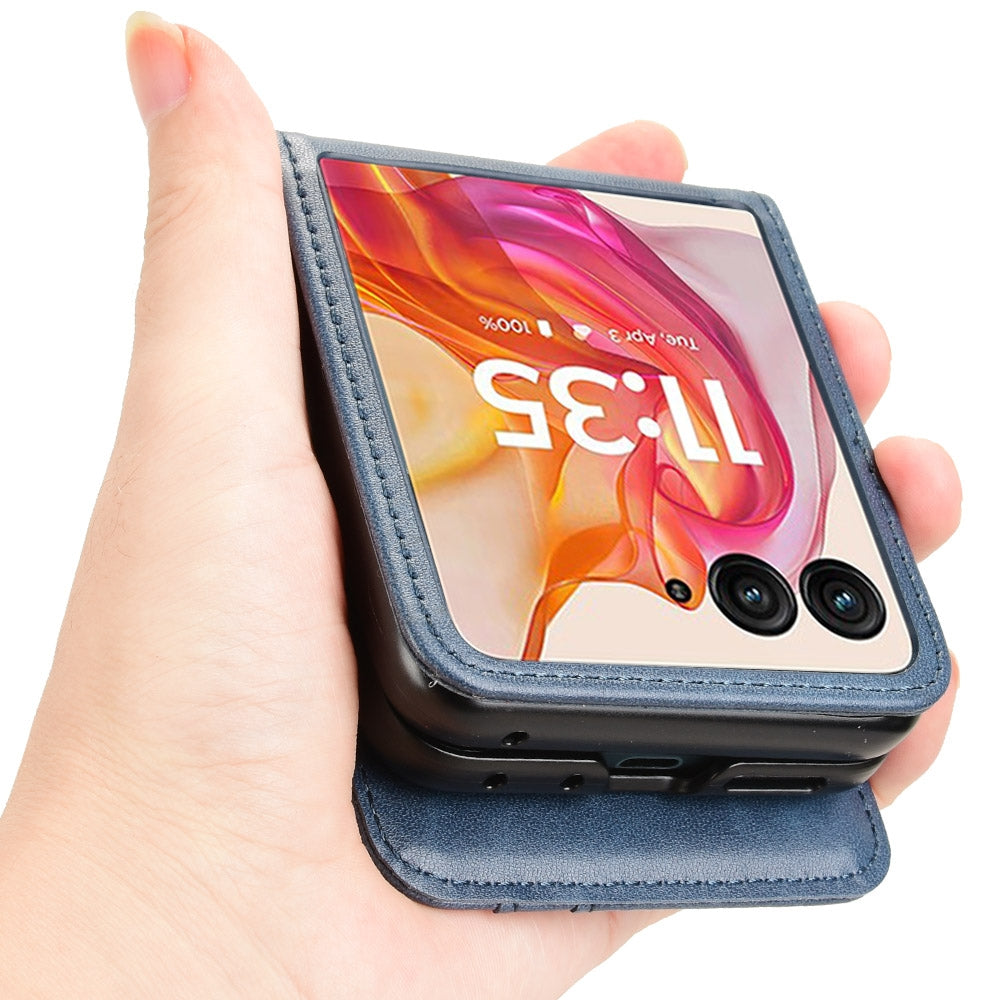 For Motorola Razr 50 Ultra Skin Feel Card Slot Leather Phone Case(Blue)