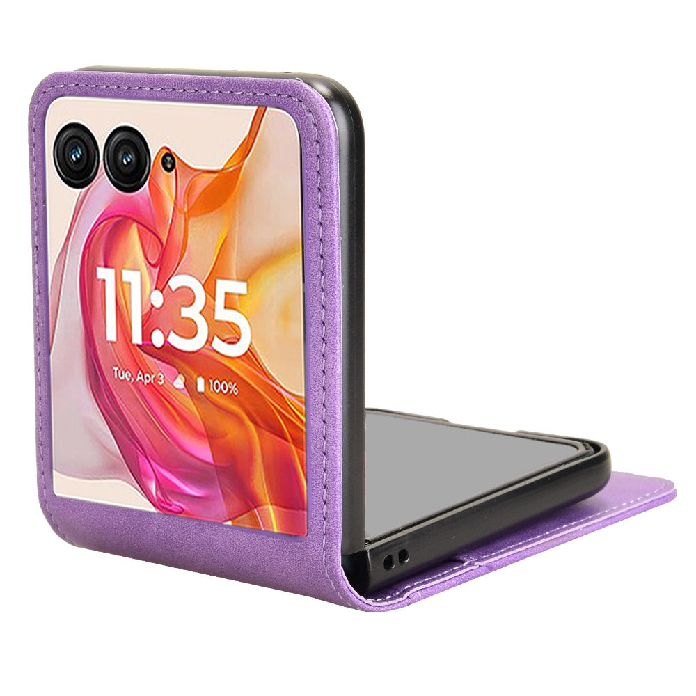 For Motorola Razr 50 Ultra Skin Feel Card Slot Leather Phone Case(Purple)
