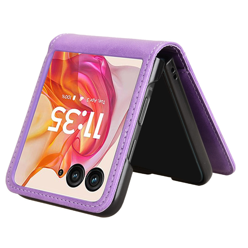 For Motorola Razr 50 Ultra Skin Feel Card Slot Leather Phone Case(Purple)