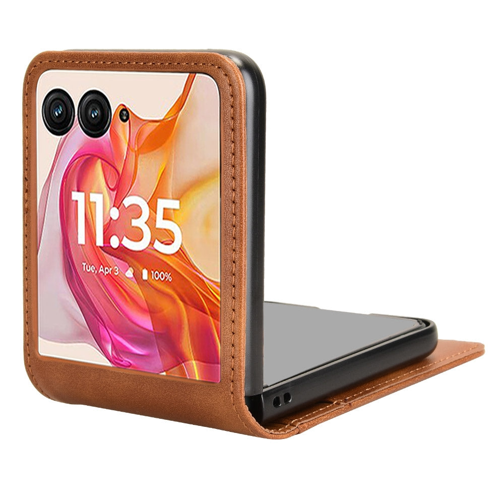 For Motorola Razr 50 Ultra Skin Feel Card Slot Leather Phone Case(Brown)