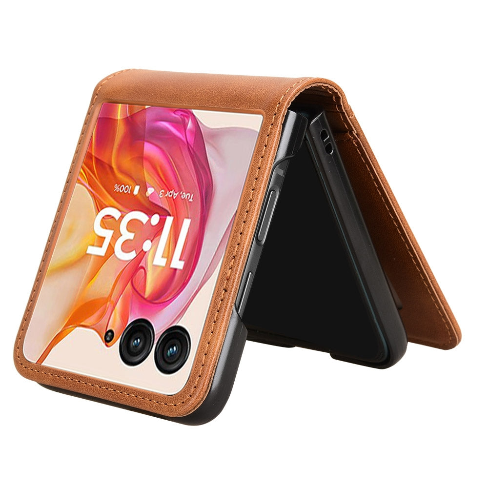 For Motorola Razr 50 Ultra Skin Feel Card Slot Leather Phone Case(Brown)