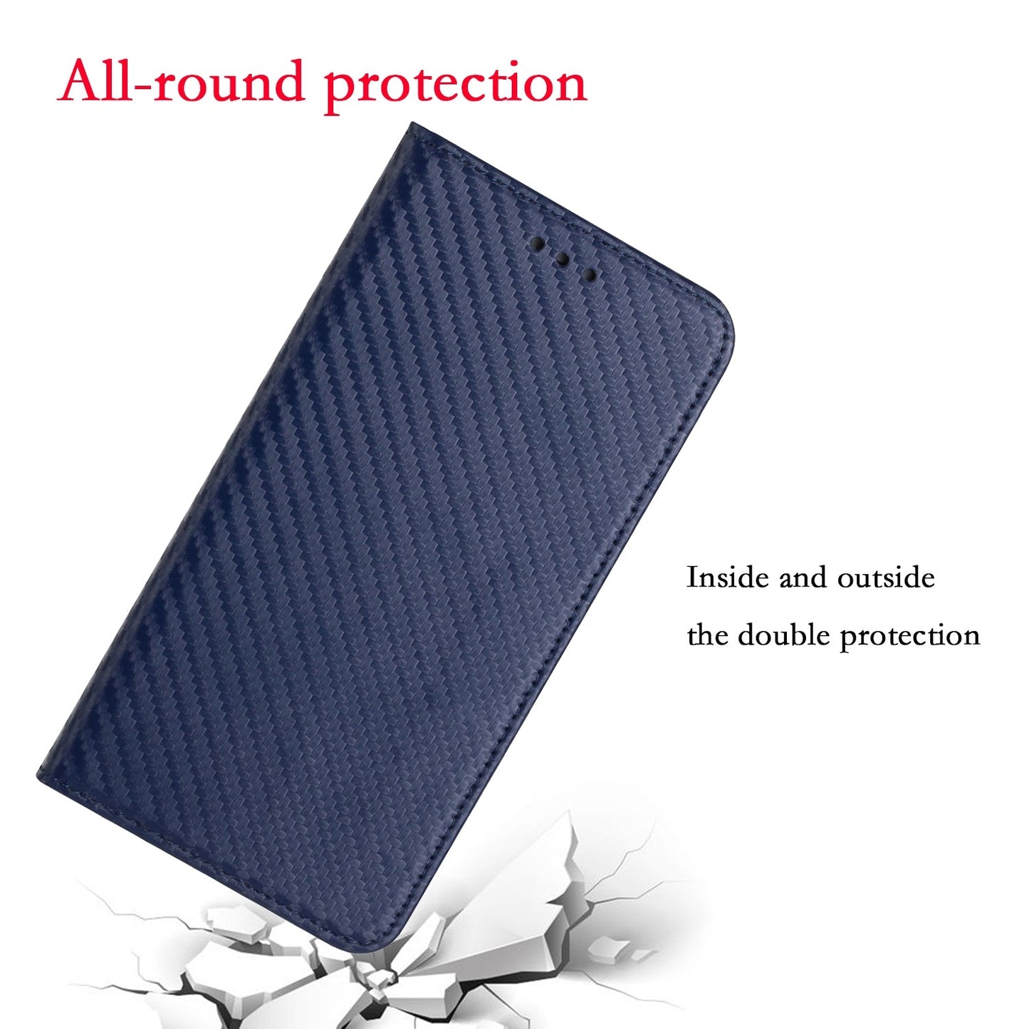 For Redmi 14C 4G Carbon Fiber Texture Magnetic Flip Leather Phone Case(Blue)