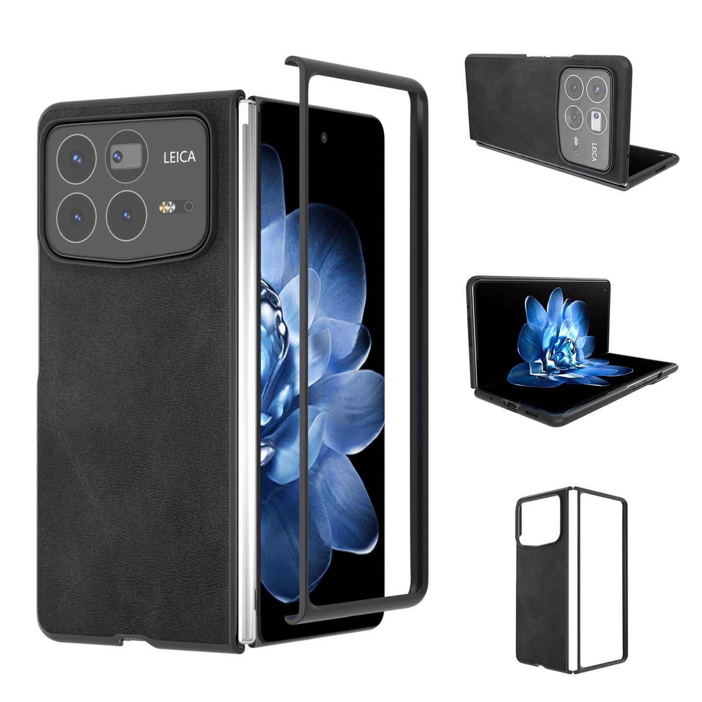 For Xiaomi Mix Fold 4 Black Edge Two-color Calf Texture PU Phone Case(Black)