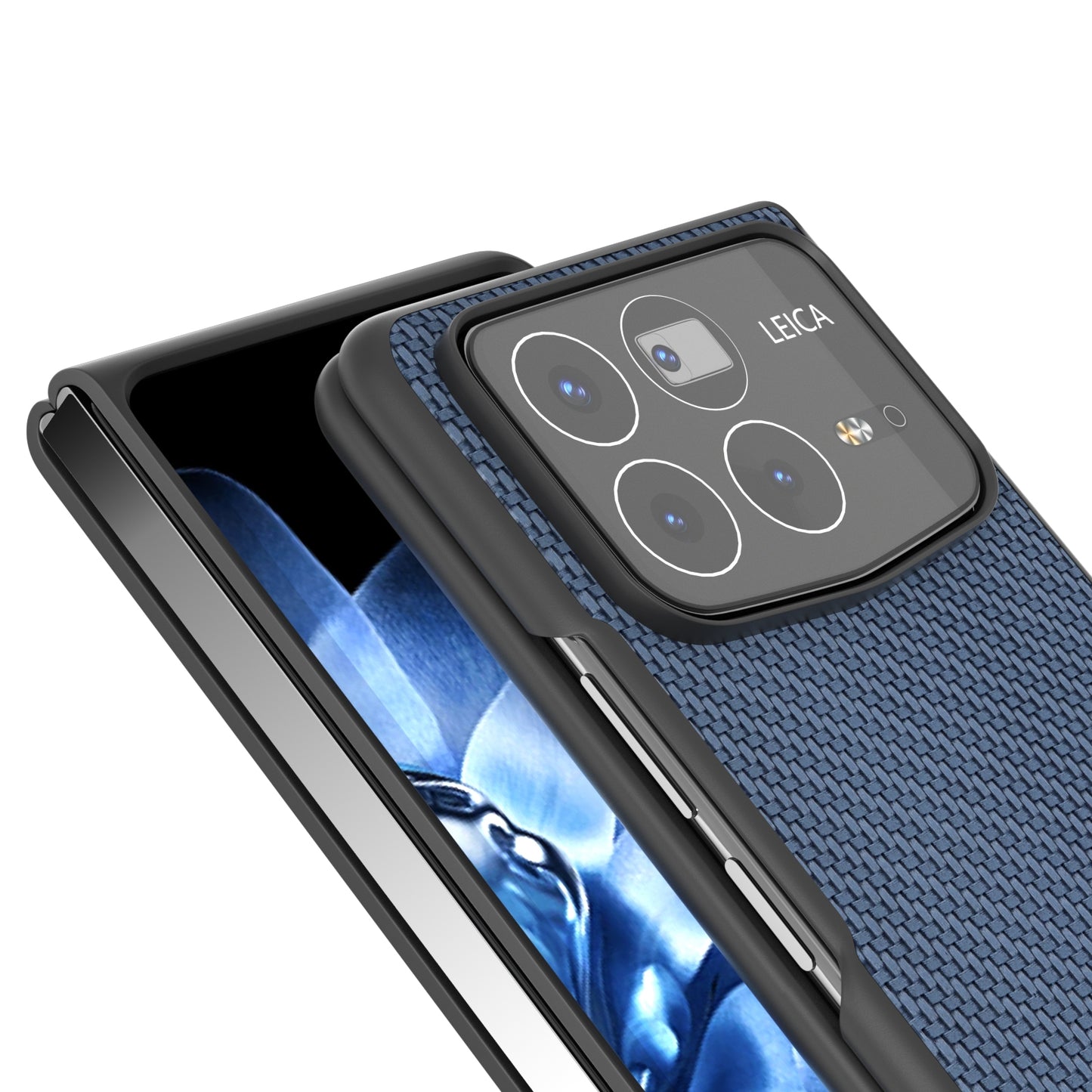For Xiaomi Mix Fold 4 Black Frame Carbon Fiber Texture PU Phone Case(Sky Blue)