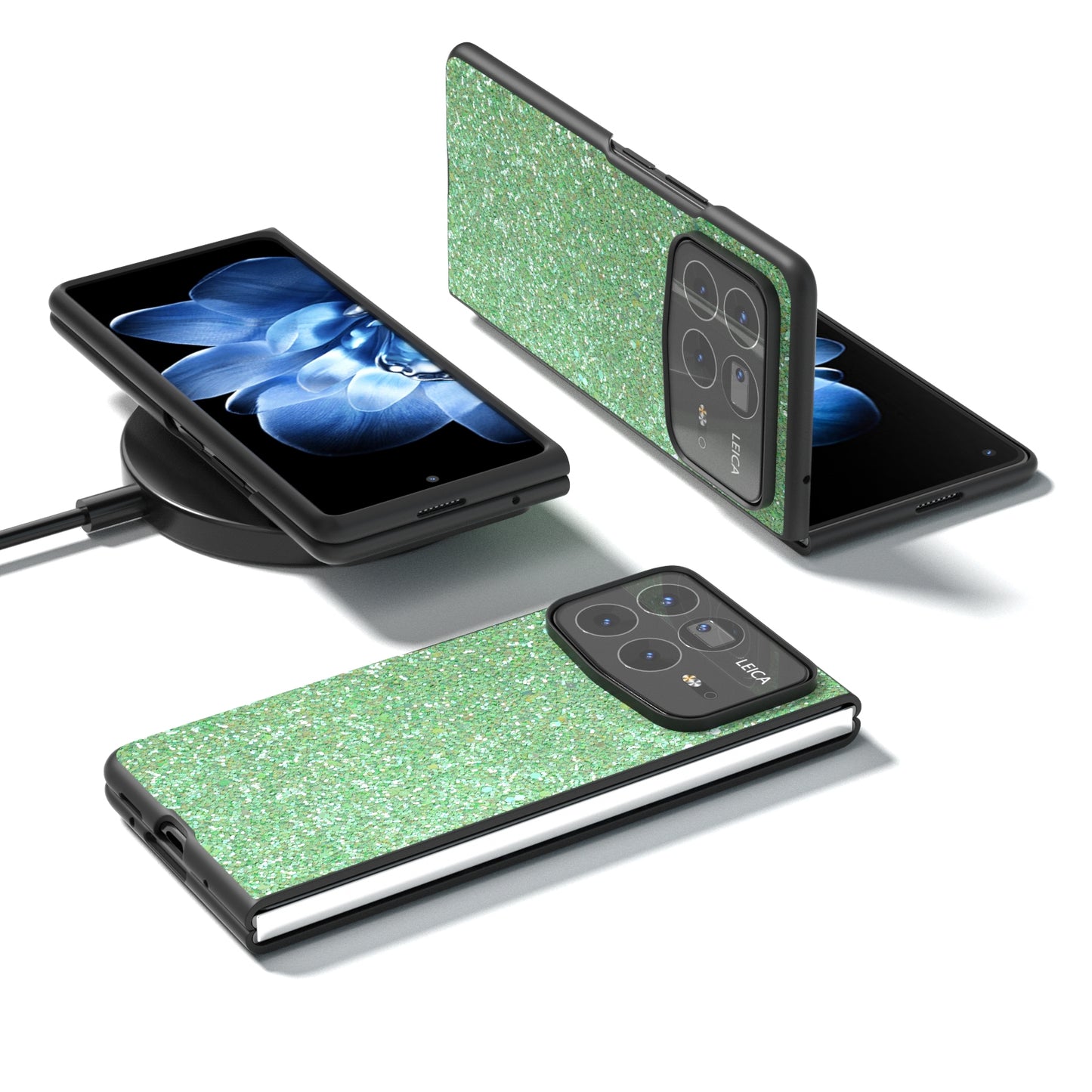 For Xiaomi Mix Fold 4 Black Frame Colorful Glitter Phone Case(Dark Green)