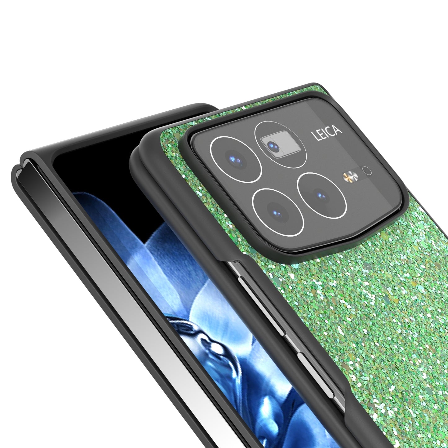 For Xiaomi Mix Fold 4 Black Frame Colorful Glitter Phone Case(Dark Green)