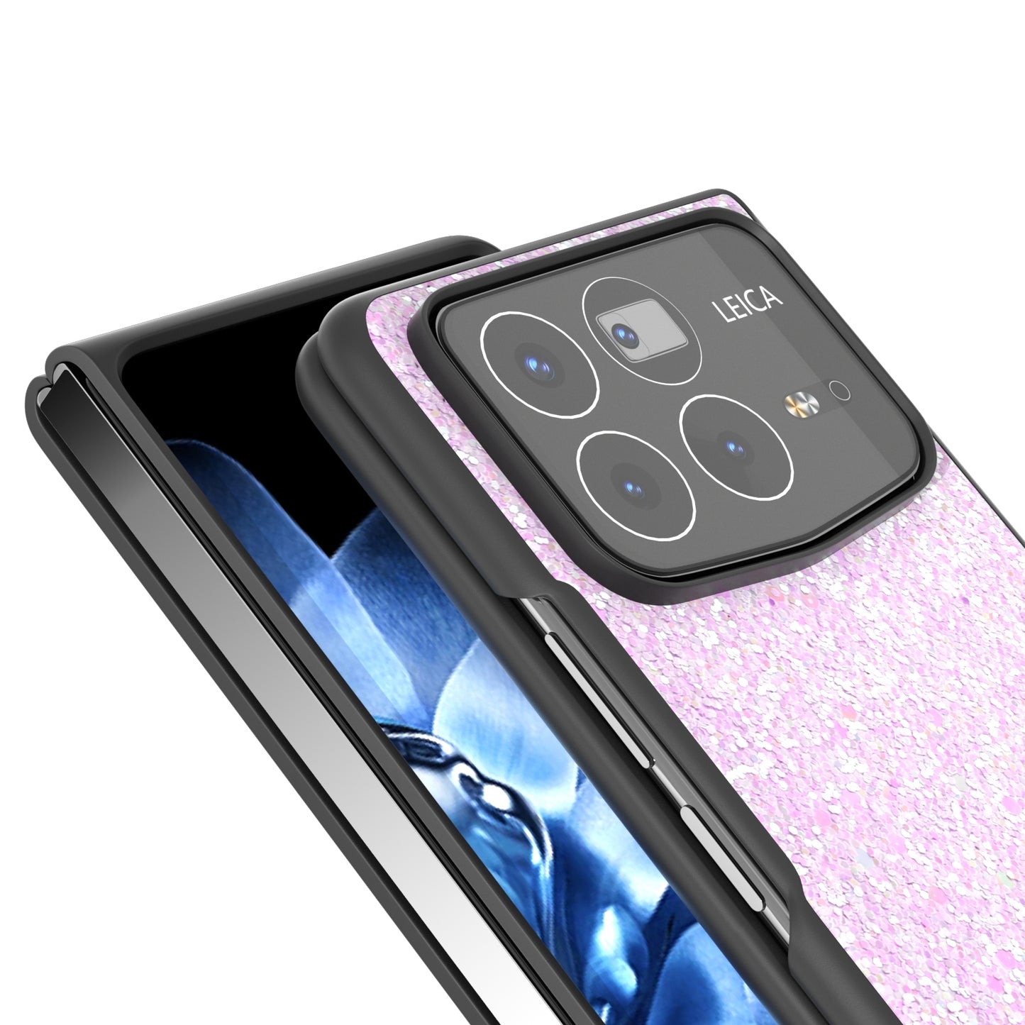 For Xiaomi Mix Fold 4 Black Frame Colorful Glitter Phone Case(Glitter Pink)