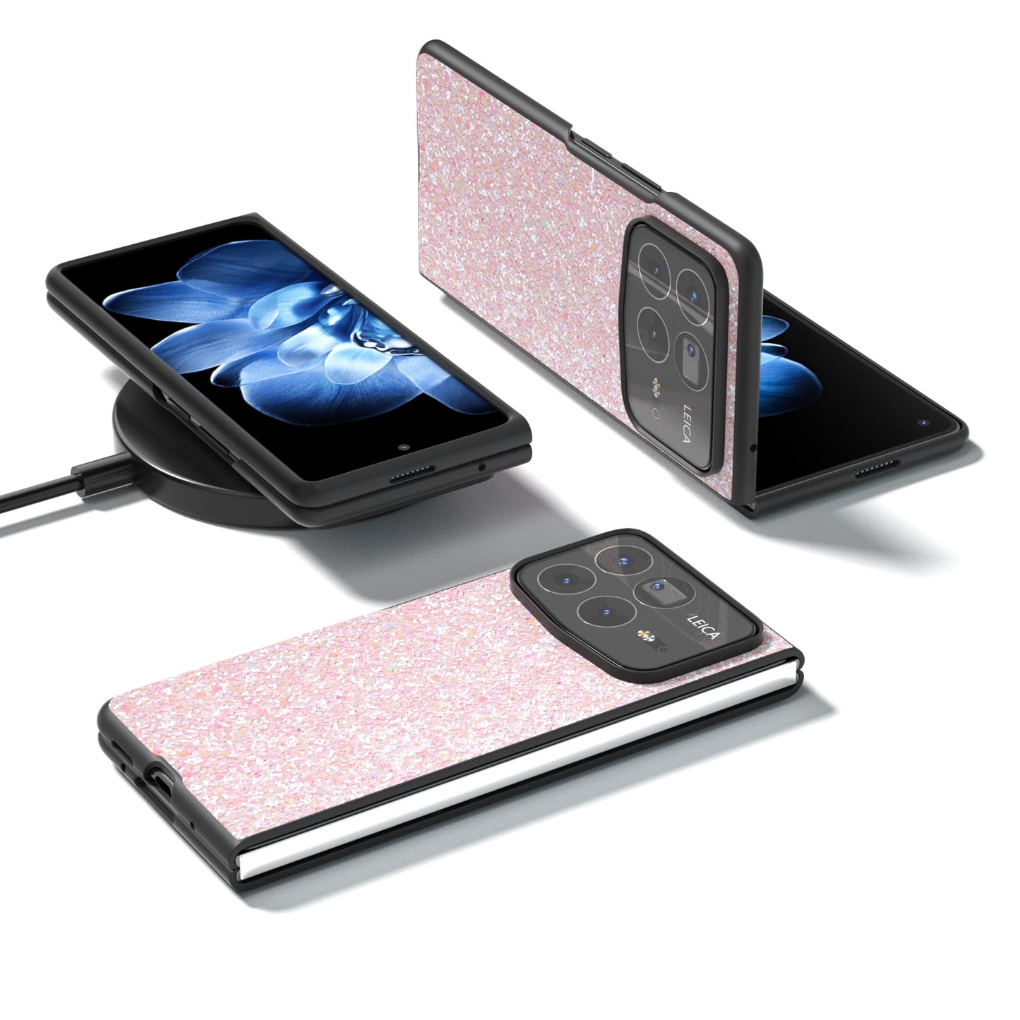 For Xiaomi Mix Fold 4 Black Frame Colorful Glitter Phone Case(Pink)