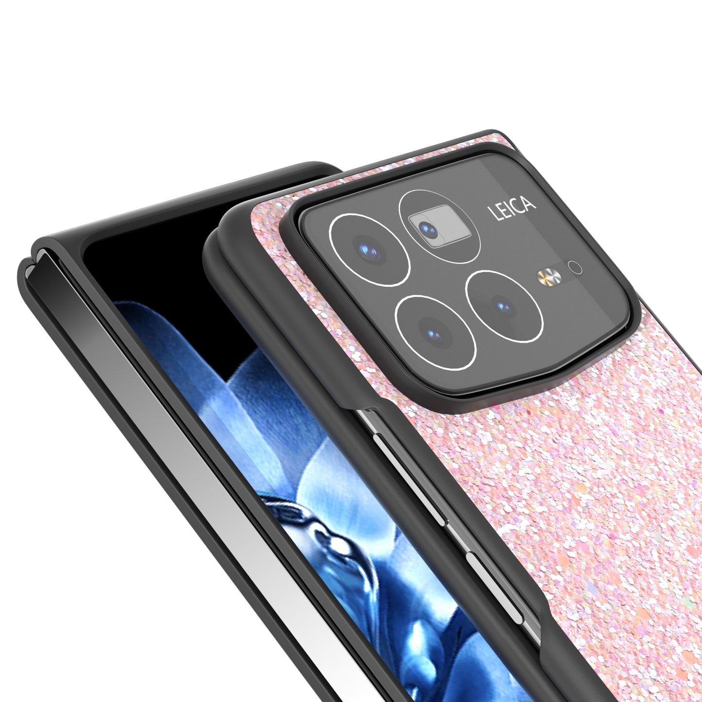 For Xiaomi Mix Fold 4 Black Frame Colorful Glitter Phone Case(Pink)