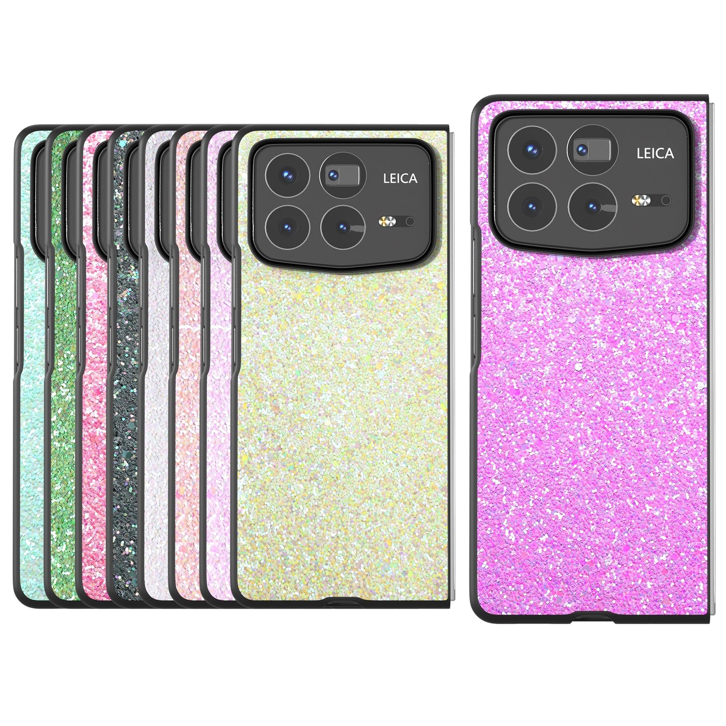 For Xiaomi Mix Fold 4 Black Frame Colorful Glitter Phone Case(Pink)