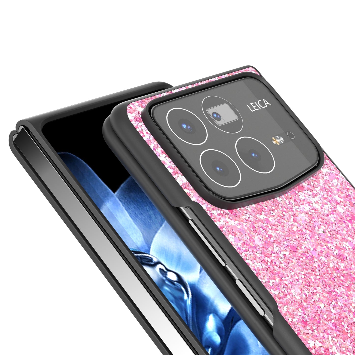 For Xiaomi Mix Fold 4 Black Frame Colorful Glitter Phone Case(Purple Pink)
