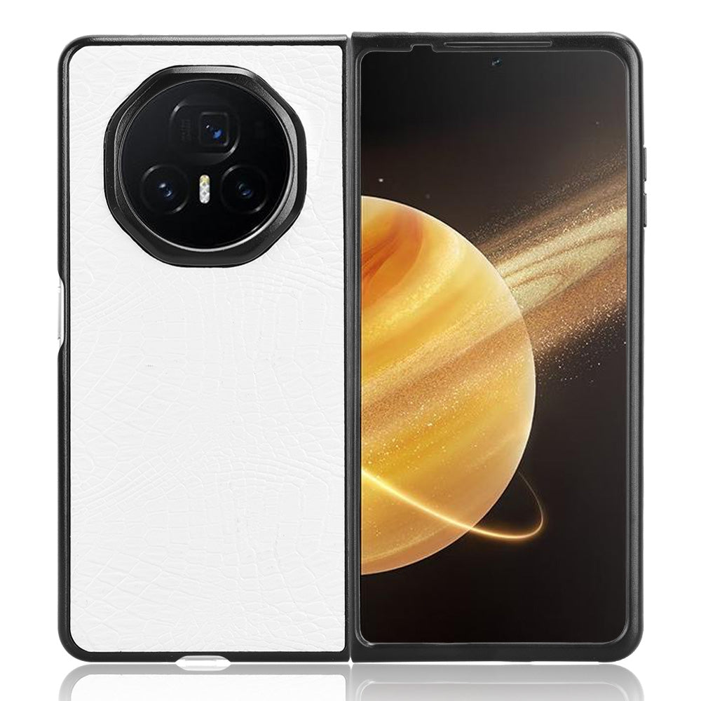 For Honor Magic V3 Crocodile Texture Back Cover Phone Case(White)