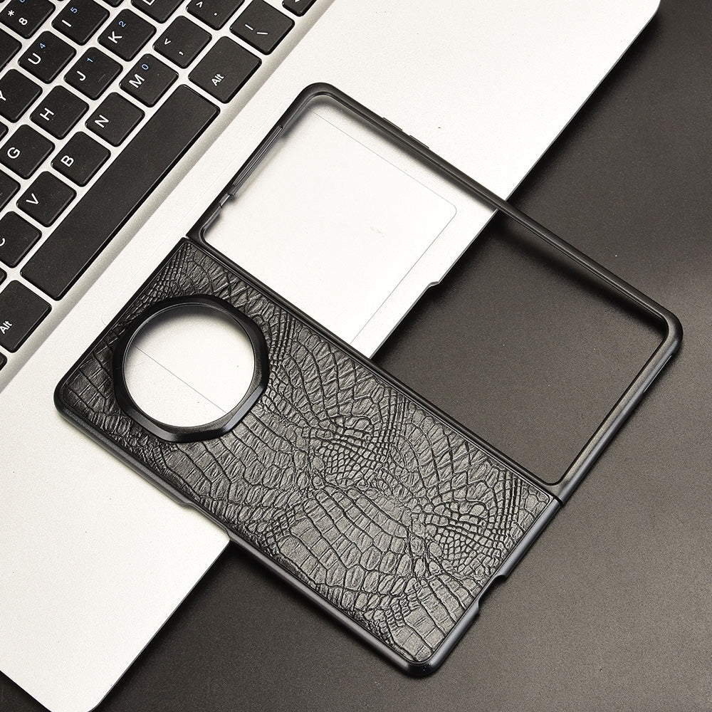 For Honor Magic V3 Crocodile Texture Back Cover Phone Case(Black)