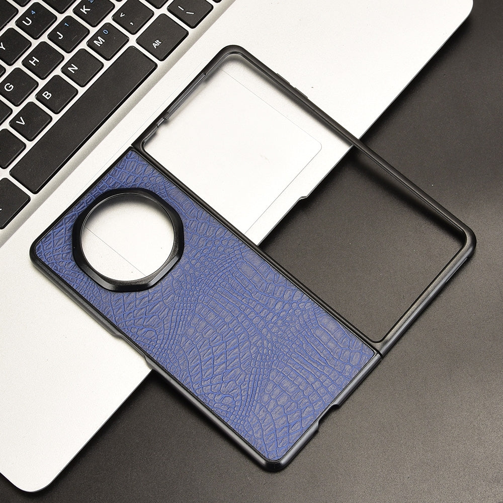 For Honor Magic V3 Crocodile Texture Back Cover Phone Case(Blue)