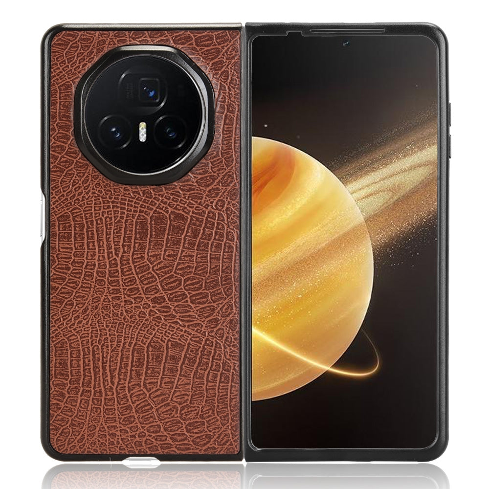 For Honor Magic V3 Crocodile Texture Back Cover Phone Case(Brown)