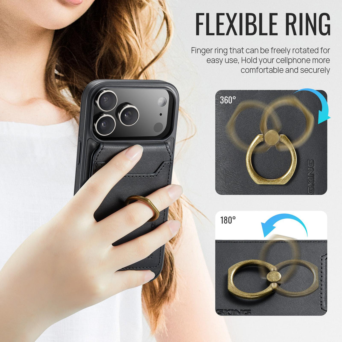 Compatible with iPhone 18 Pro Max & 17 Pro Max MAGKING K1 MagSafe Detachable Wallet RFID Back Cover Phone Case - Black