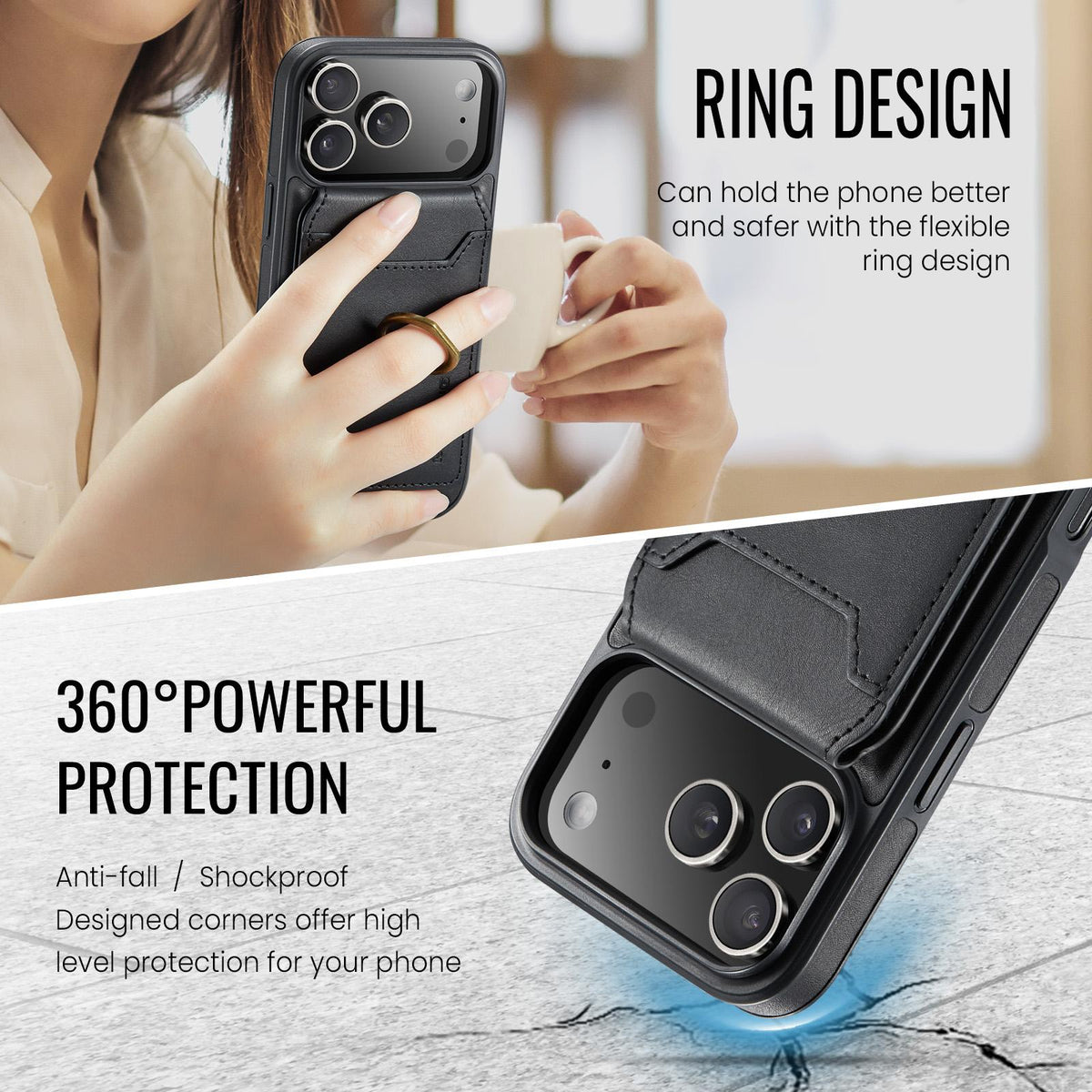 Compatible with iPhone 18 Pro Max & 17 Pro Max MAGKING K1 MagSafe Detachable Wallet RFID Back Cover Phone Case - Black