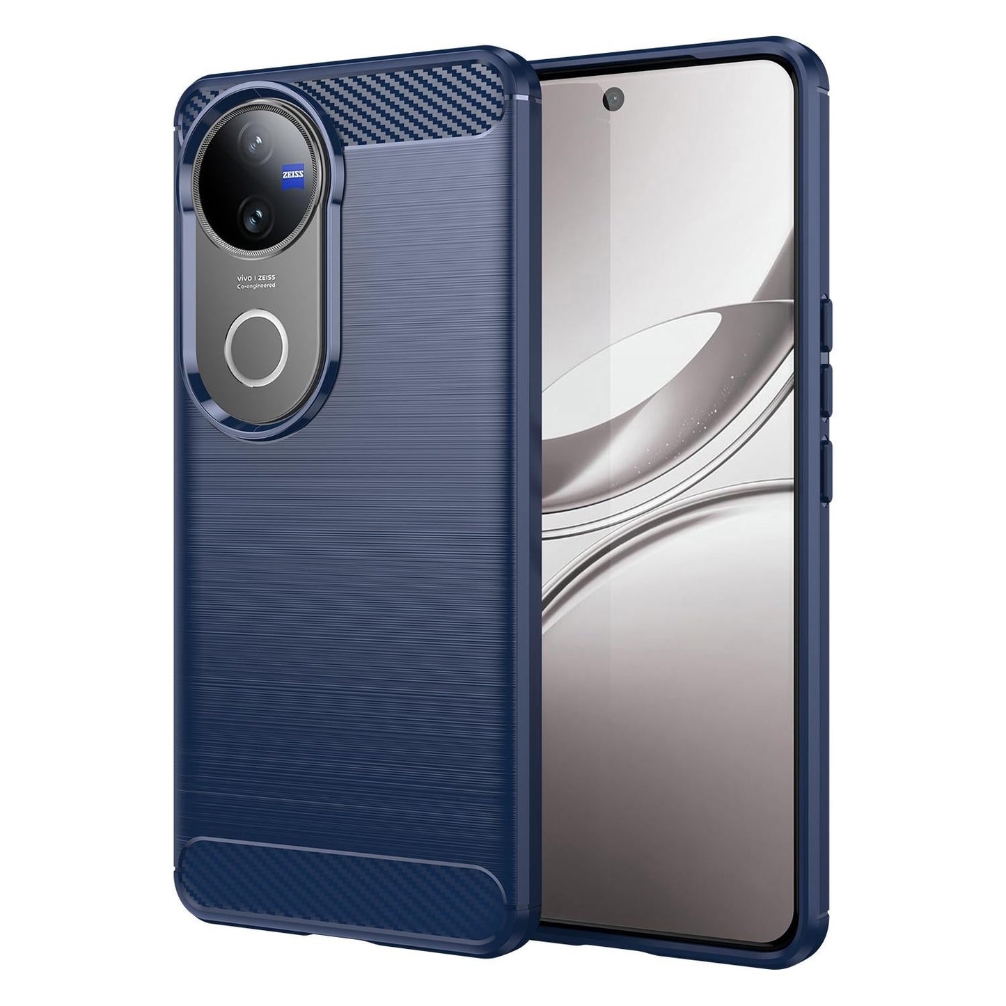 For vivo V50 Carbon Fiber Brushed Texture TPU Phone Case(Blue)