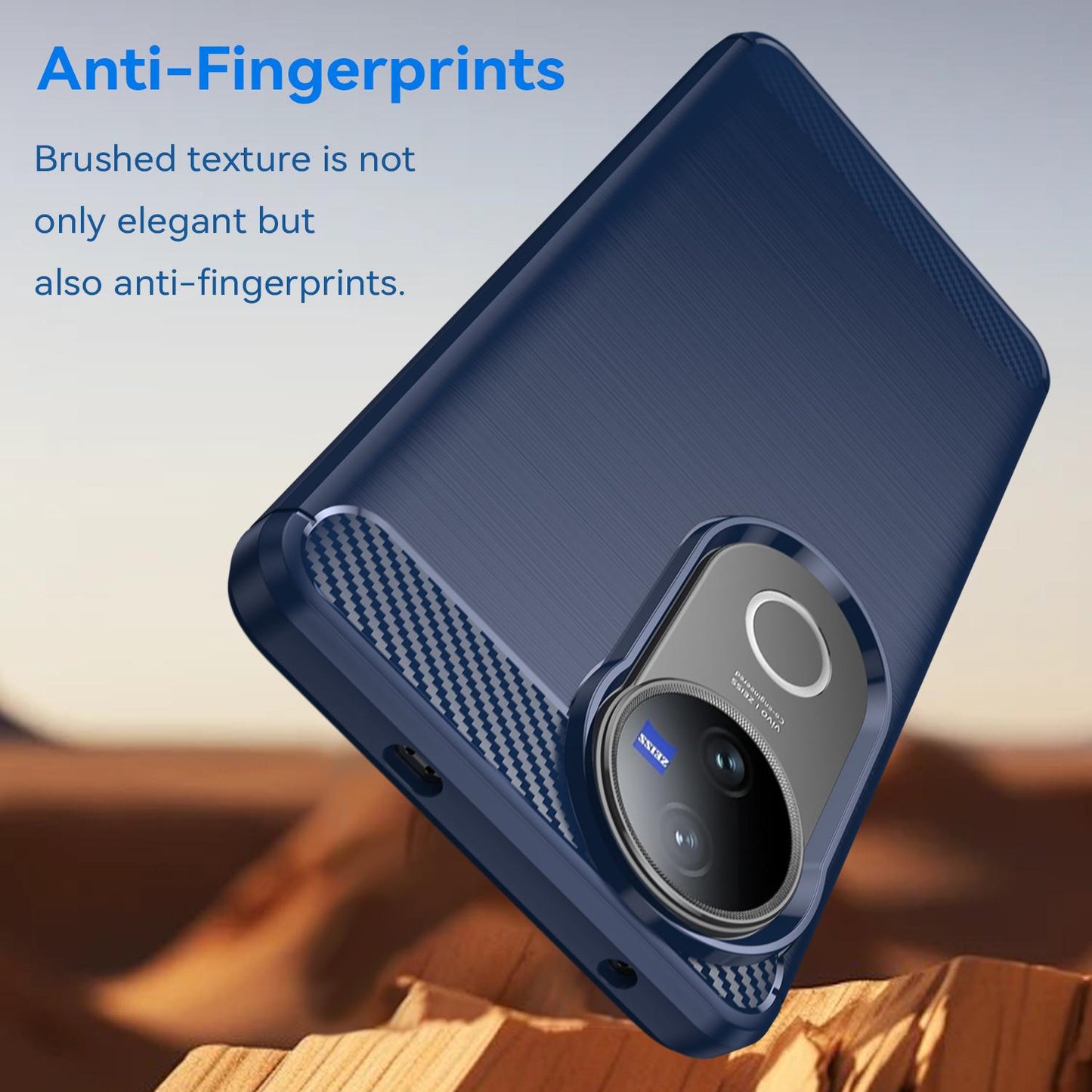 For vivo V50 Carbon Fiber Brushed Texture TPU Phone Case(Blue)