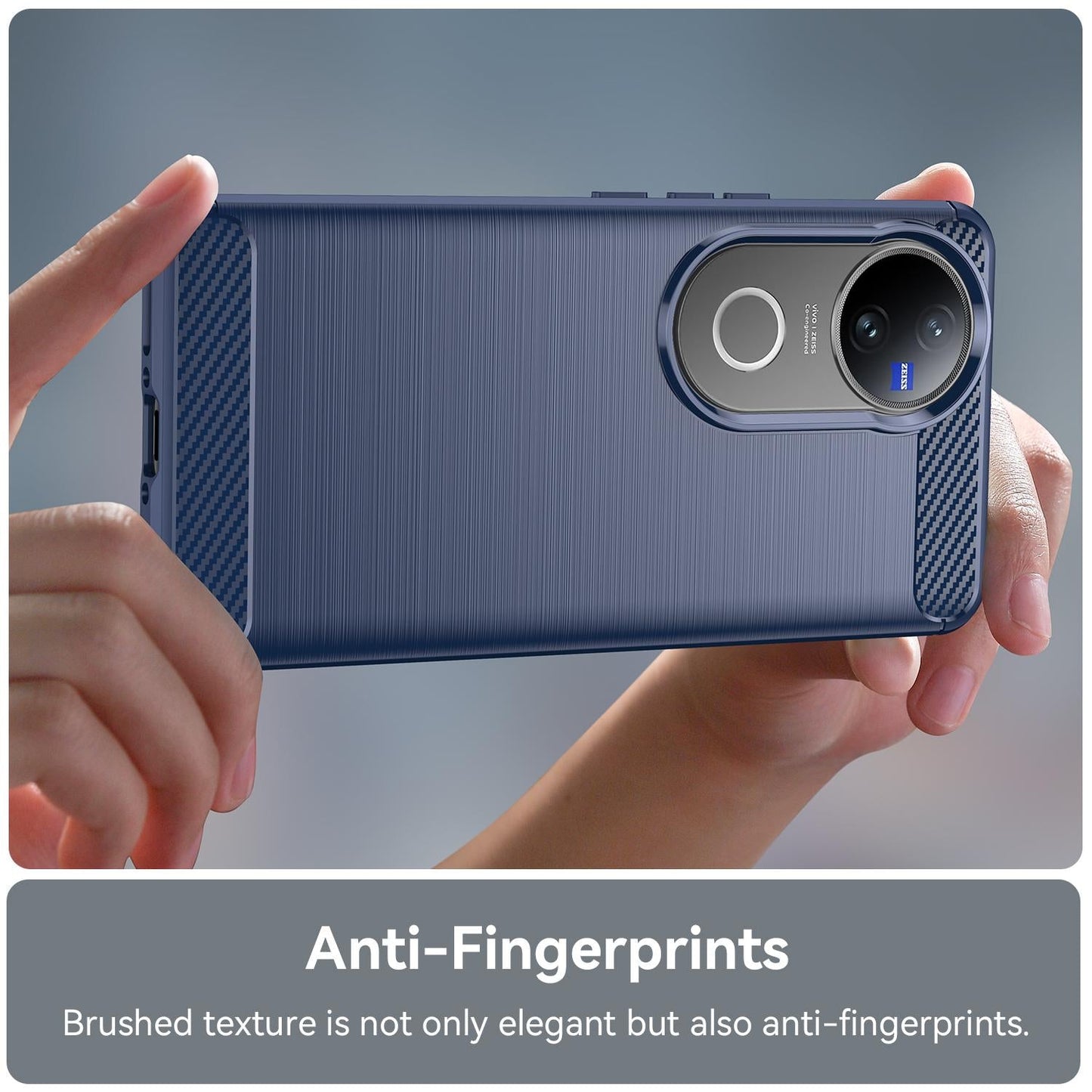 For vivo V50 Carbon Fiber Brushed Texture TPU Phone Case(Blue)