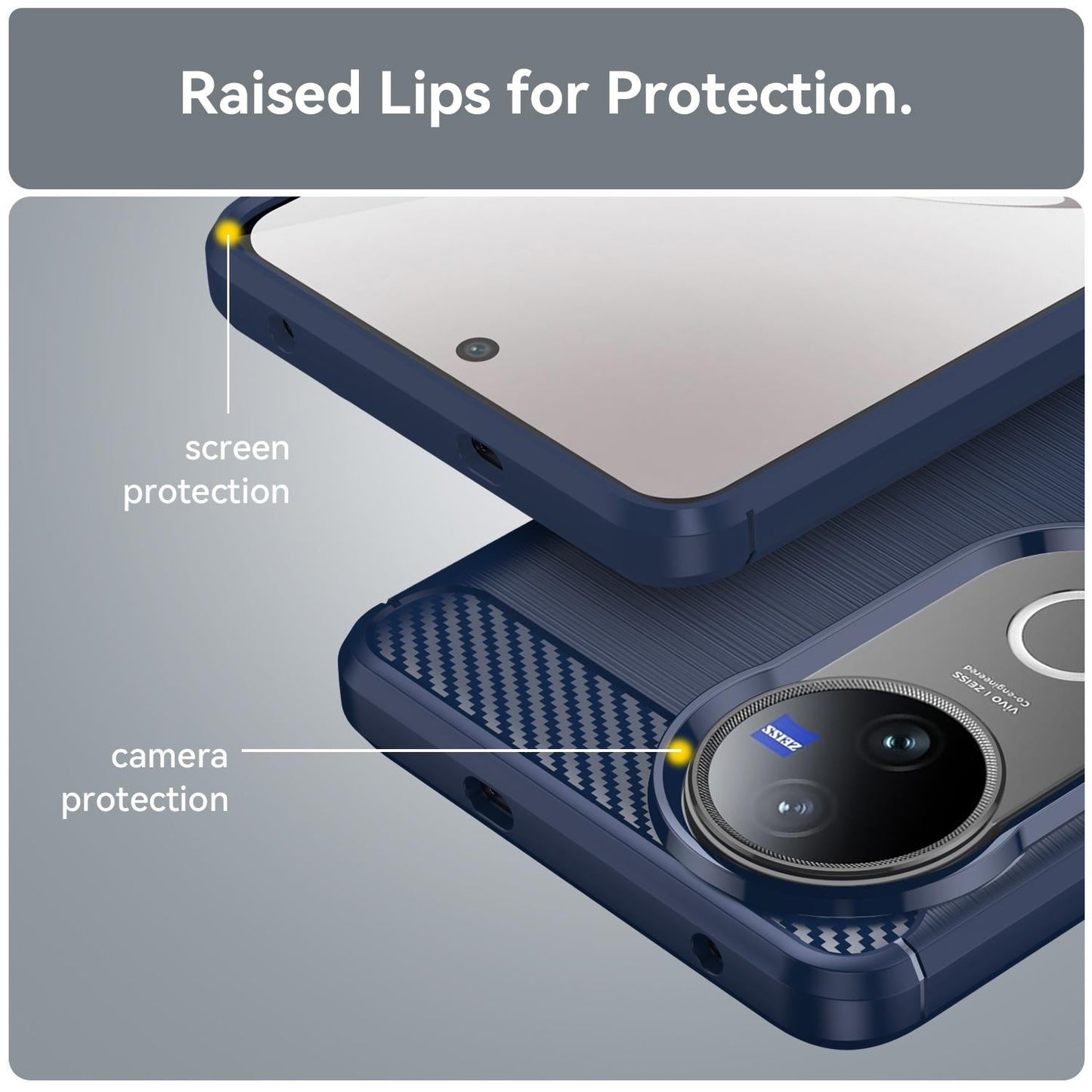 For vivo V50 Carbon Fiber Brushed Texture TPU Phone Case(Blue)