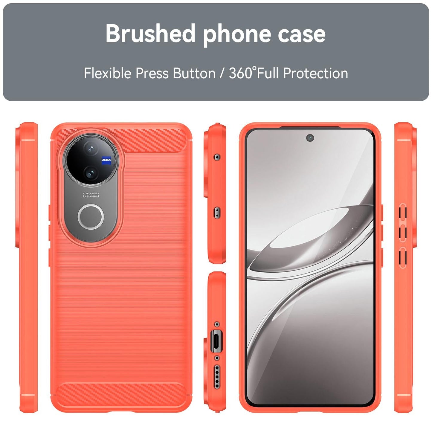 For vivo V50 Carbon Fiber Brushed Texture TPU Phone Case(Red)