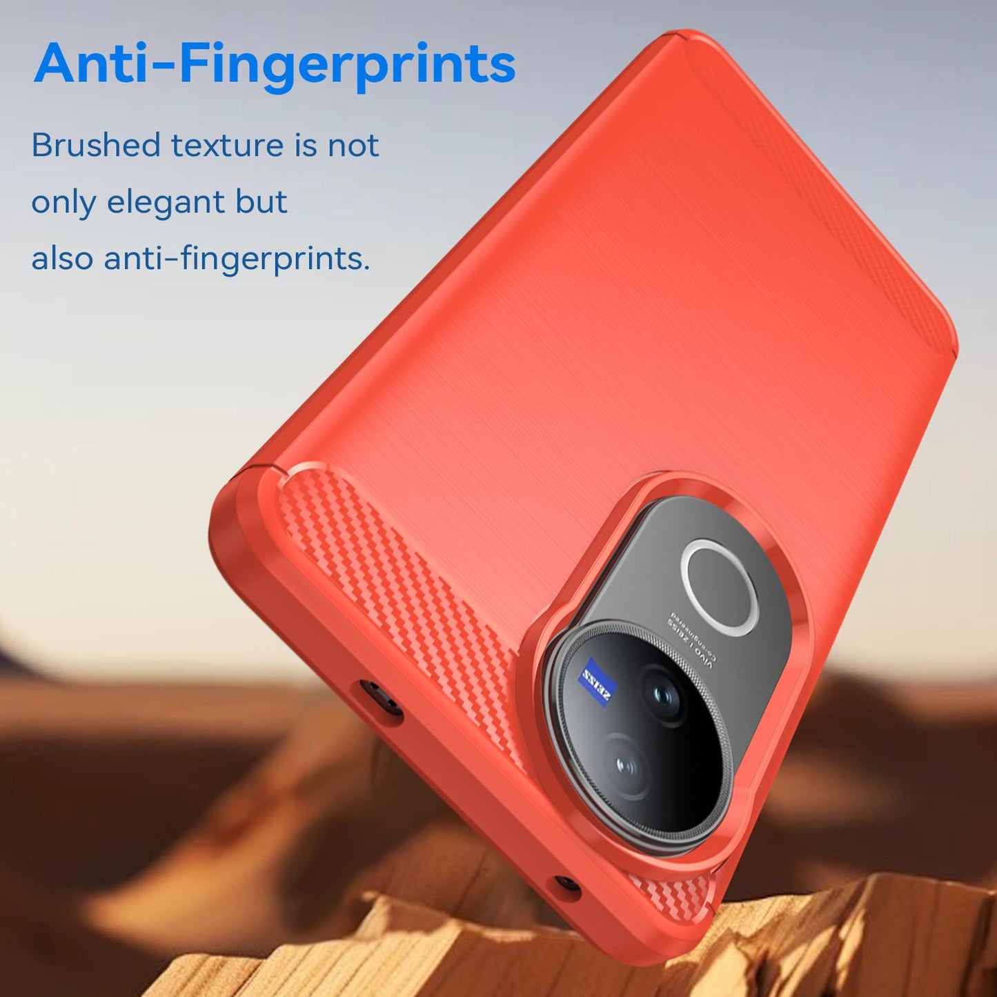 For vivo V50 Carbon Fiber Brushed Texture TPU Phone Case(Red)