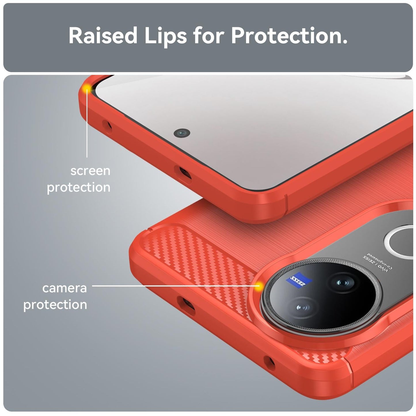 For vivo V50 Carbon Fiber Brushed Texture TPU Phone Case(Red)