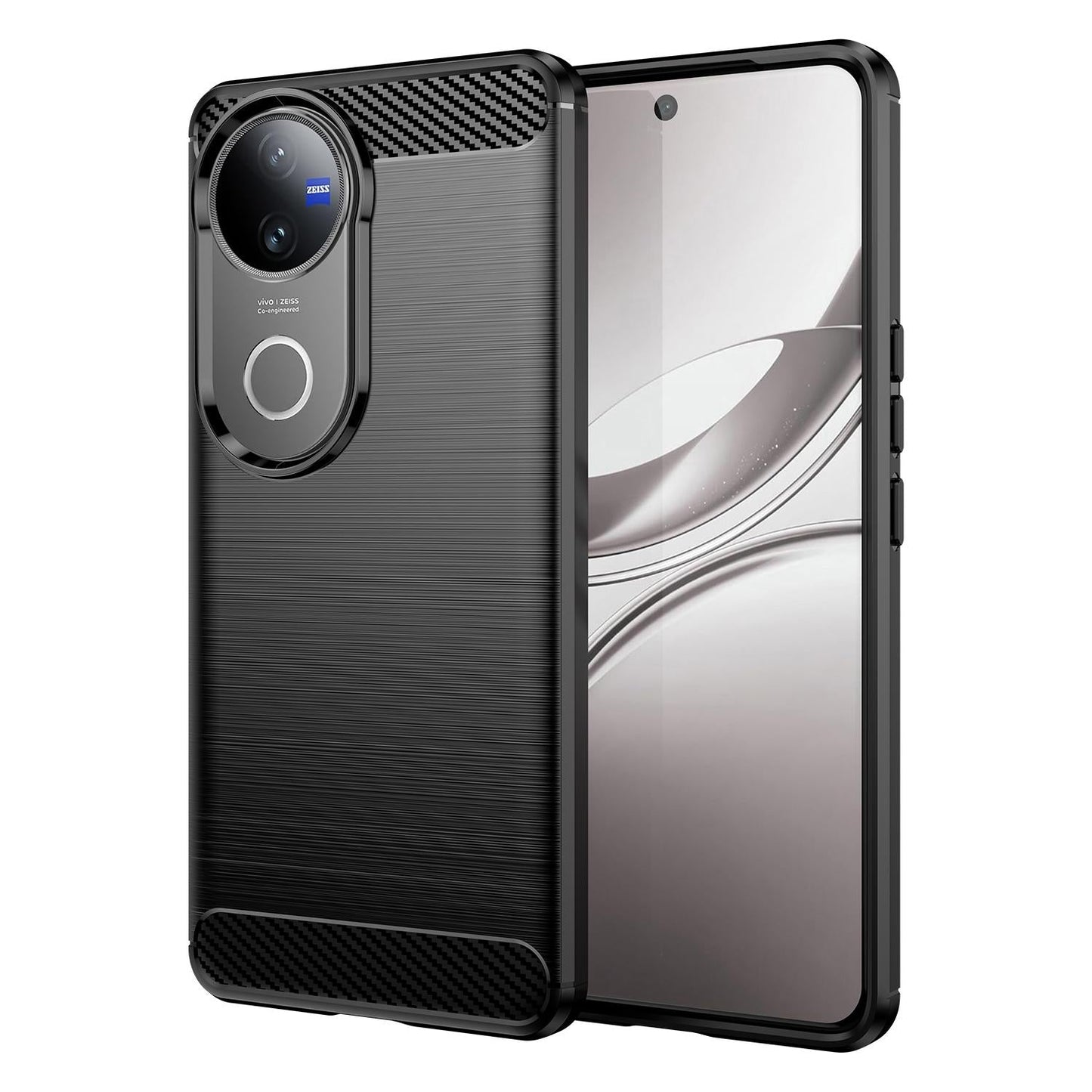 For vivo V50 Carbon Fiber Brushed Texture TPU Phone Case(Black)
