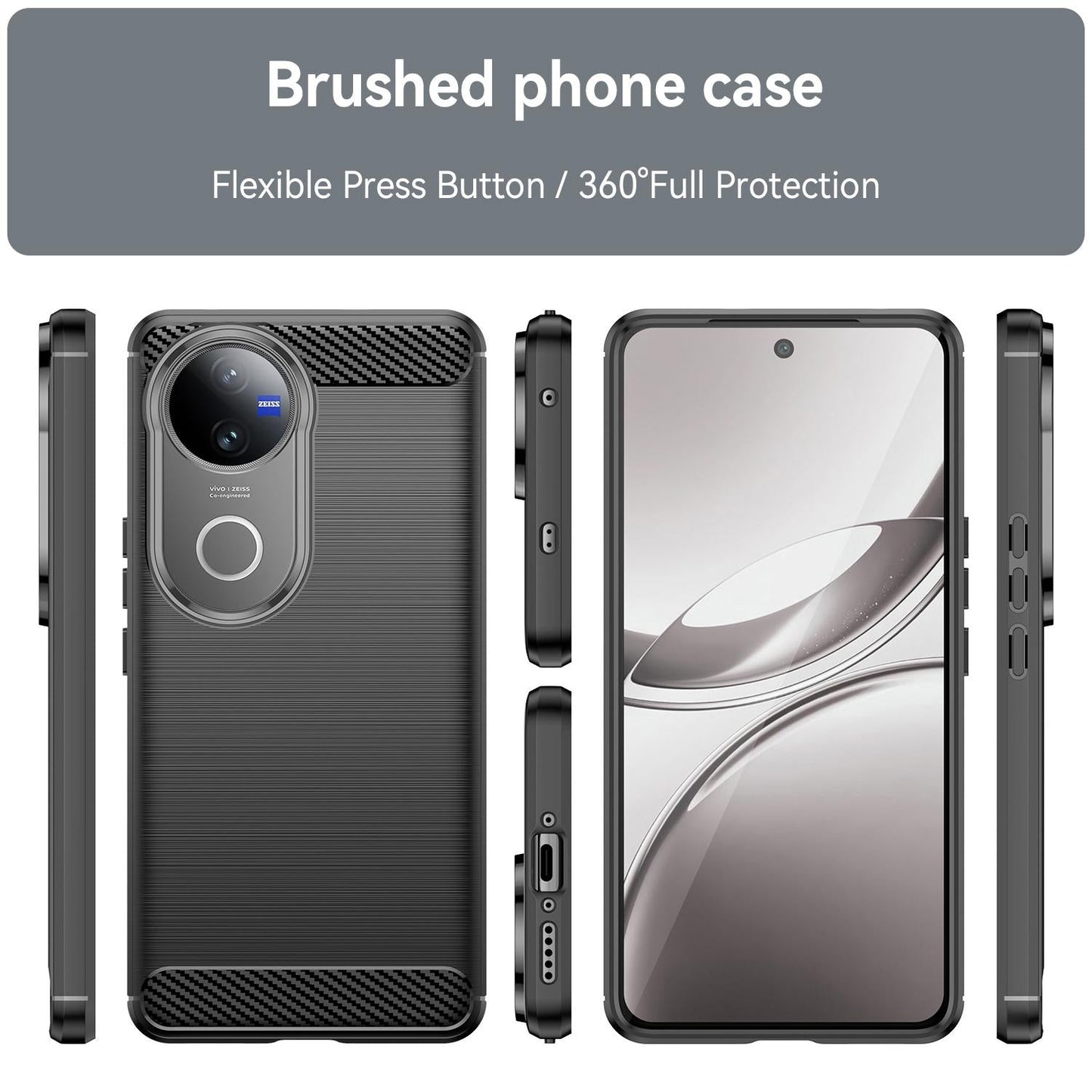 For vivo V50 Carbon Fiber Brushed Texture TPU Phone Case(Black)