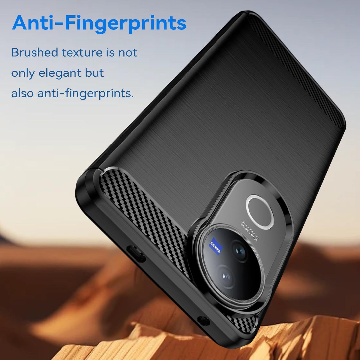 For vivo V50 Carbon Fiber Brushed Texture TPU Phone Case(Black)