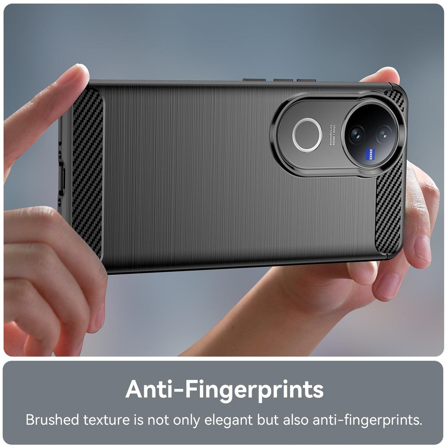 For vivo V50 Carbon Fiber Brushed Texture TPU Phone Case(Black)