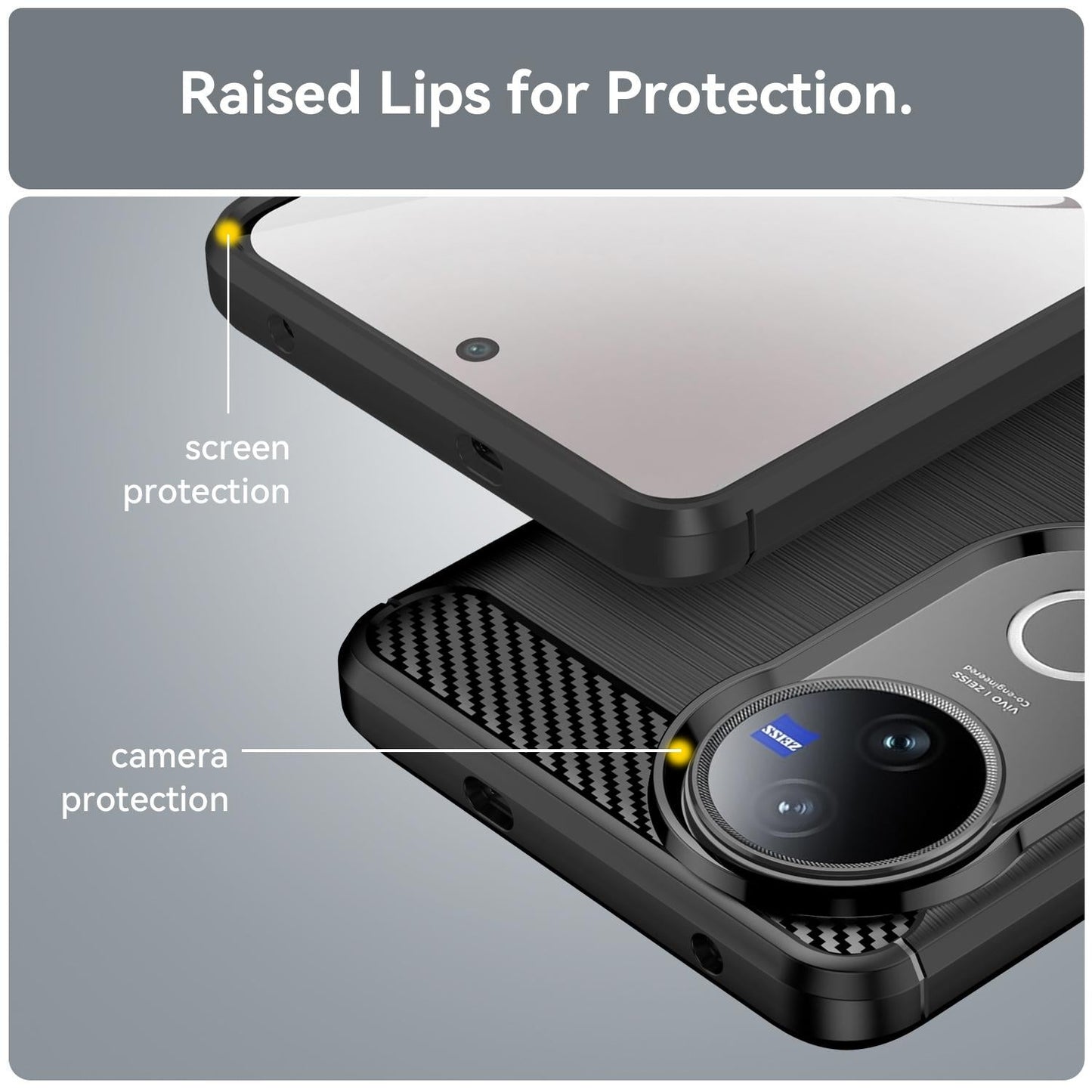 For vivo V50 Carbon Fiber Brushed Texture TPU Phone Case(Black)