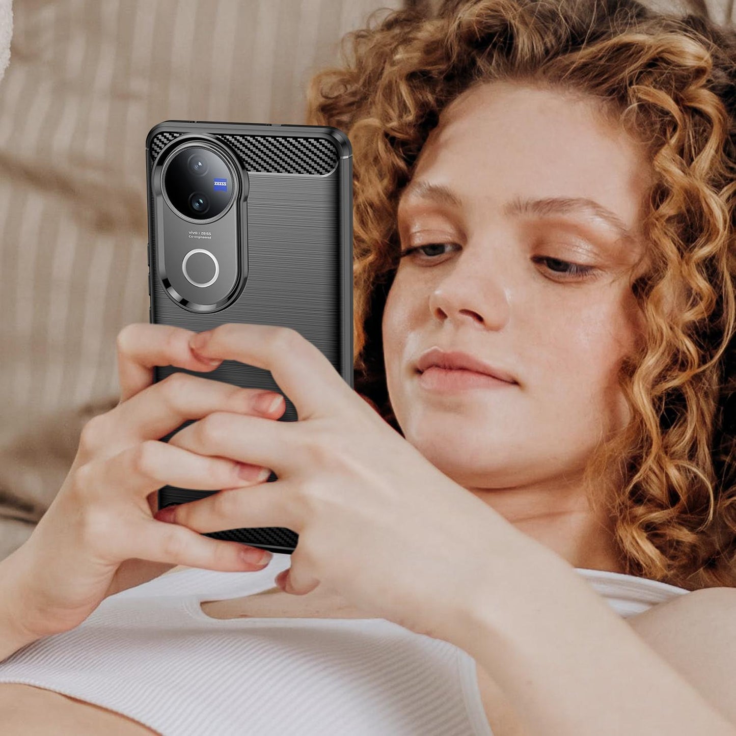 For vivo V50 Carbon Fiber Brushed Texture TPU Phone Case(Black)