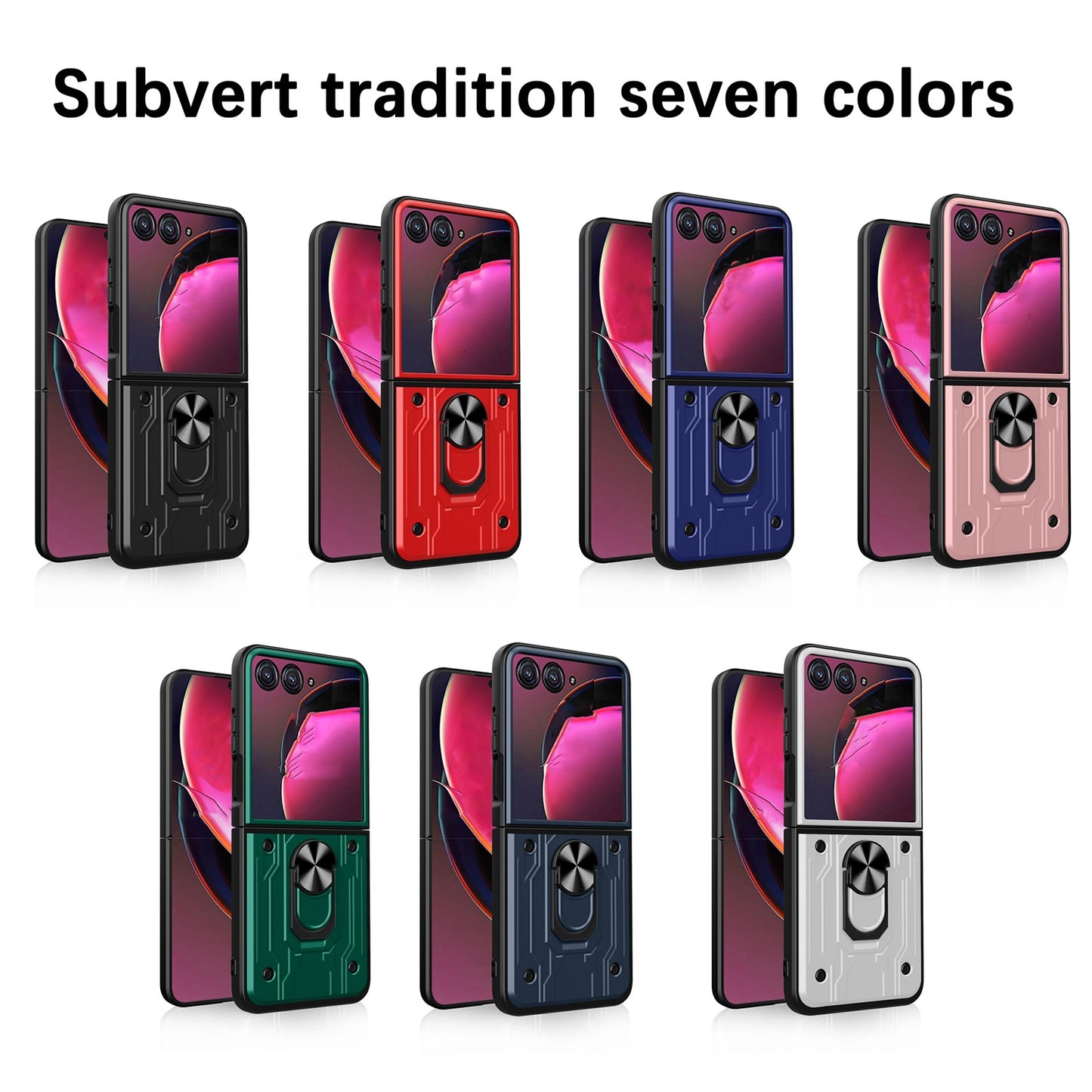 For Motorola Razr 50 Ultra Magnetic Holder TPU+PC Phone Case(Rose Gold)