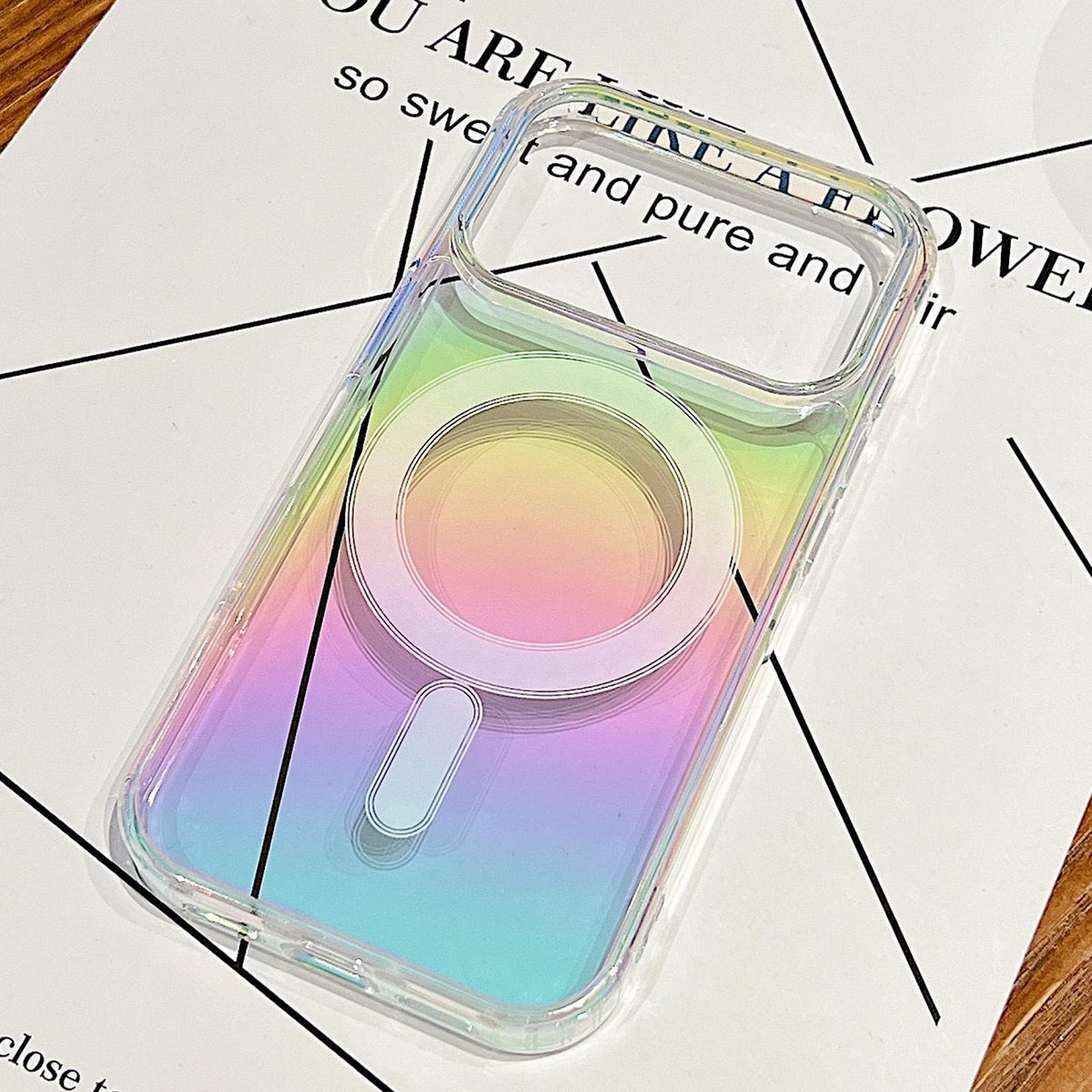 Compatible with iPhone 18 Pro Max Gradient Color MagSafe Airbag Full Coverage Phone Case - Rainbow