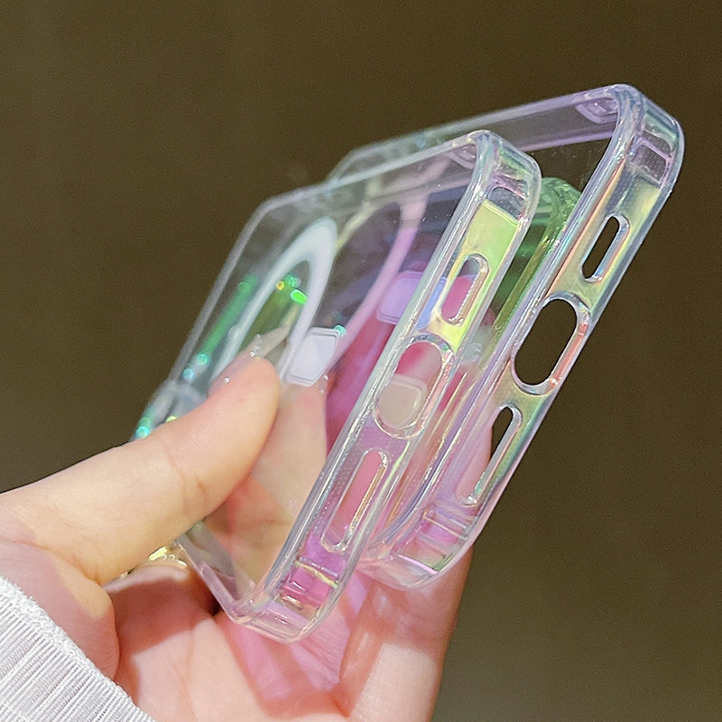Compatible with iPhone 18 Pro Max Gradient Color MagSafe Airbag Full Coverage Phone Case - Rainbow