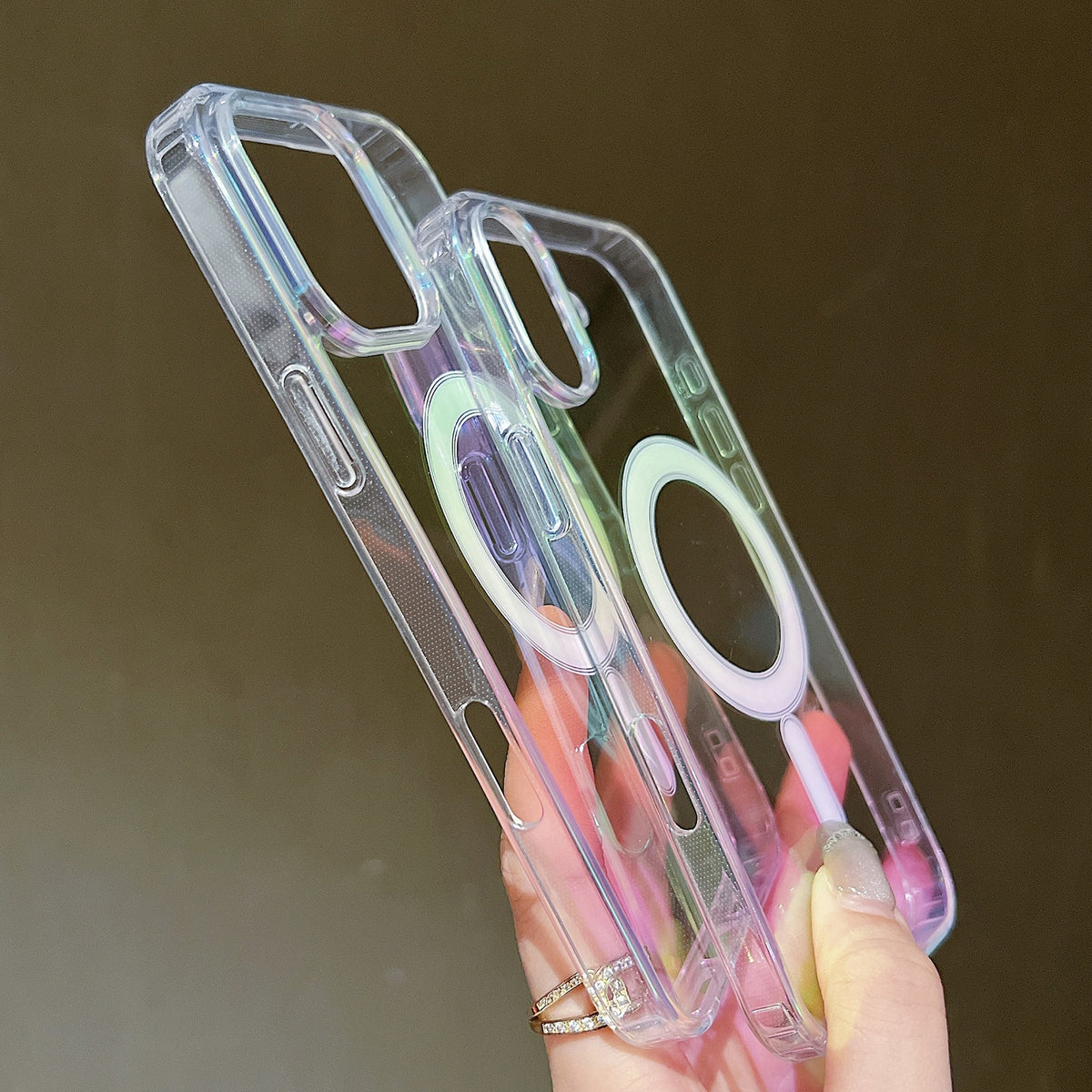 Compatible with iPhone 18 Pro Max Gradient Color MagSafe Airbag Full Coverage Phone Case - Rainbow