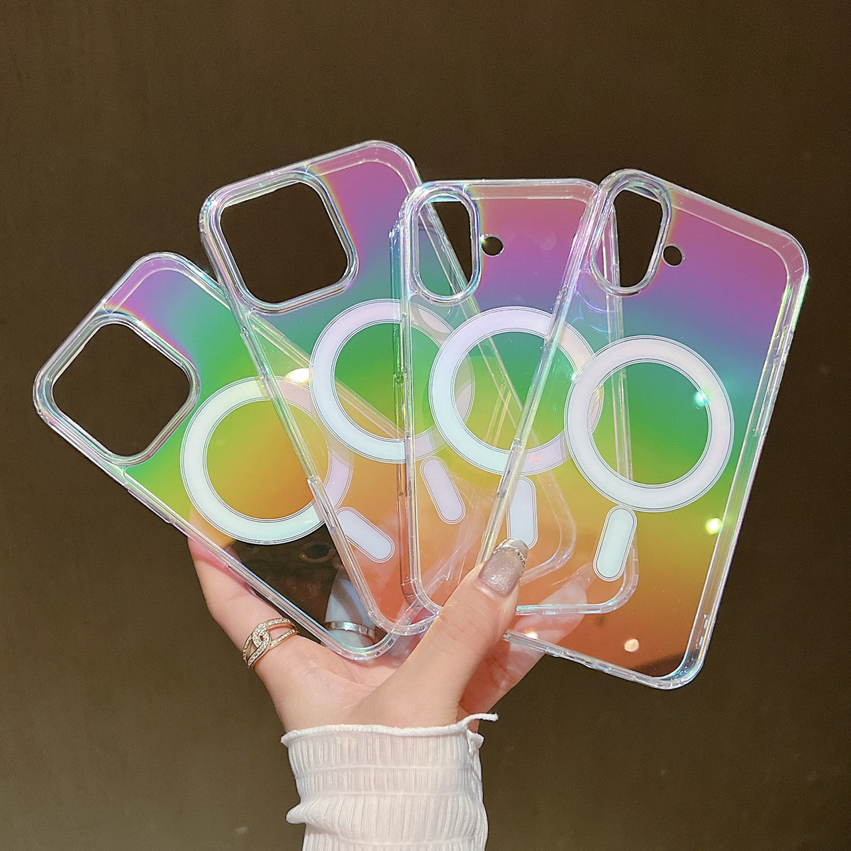 Compatible with iPhone 18 Pro Max Gradient Color MagSafe Airbag Full Coverage Phone Case - Rainbow