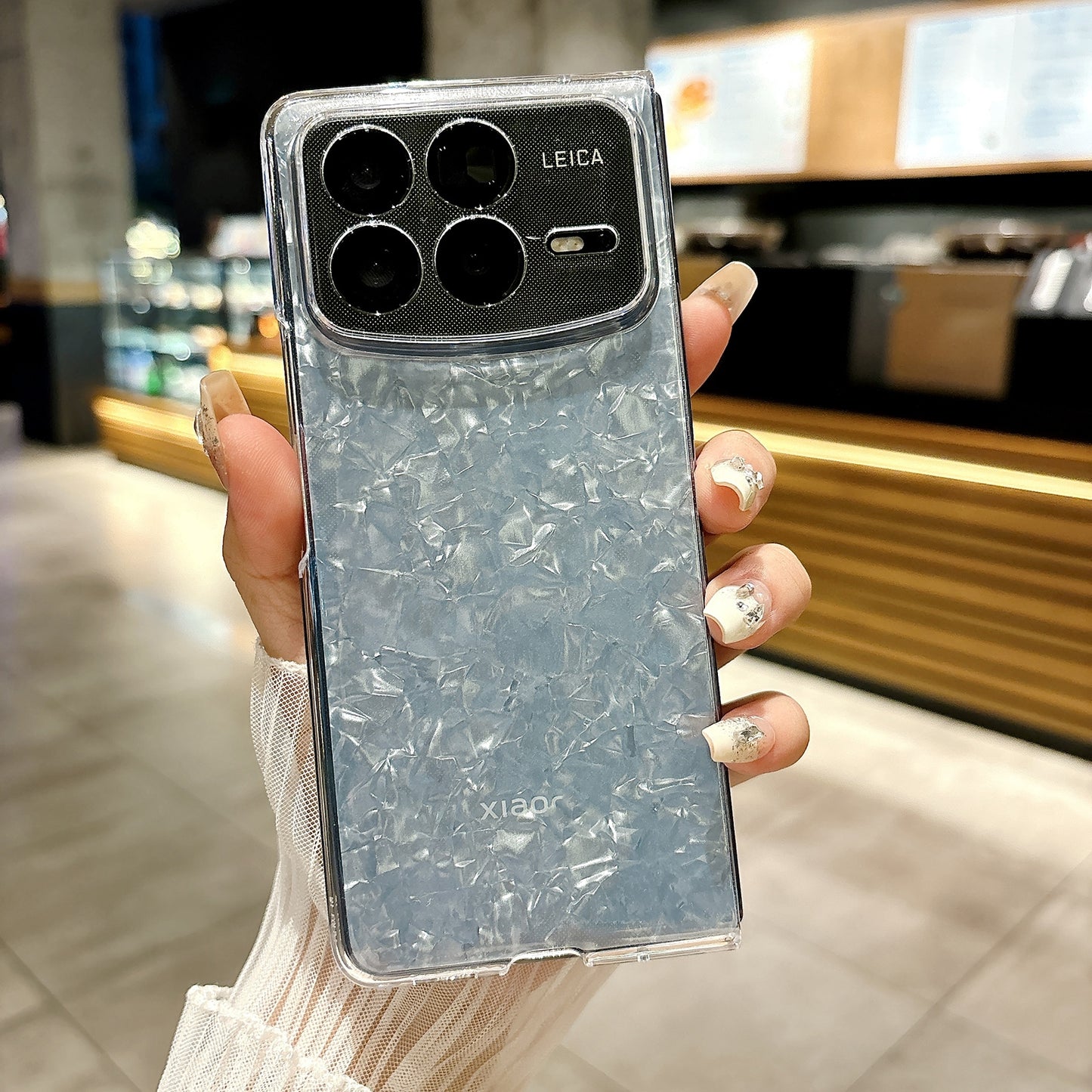 For Xiaomi Mix Fold 4 Pearlescent Shell Texture Phone Case(White)