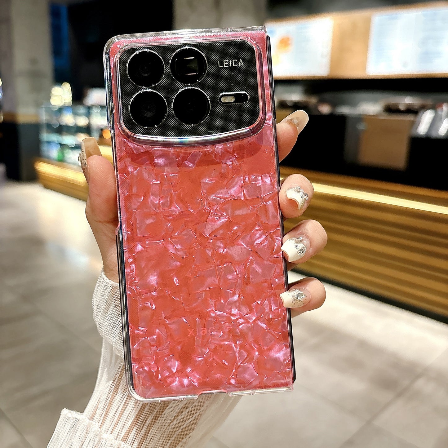 For Xiaomi Mix Fold 4 Pearlescent Shell Texture Phone Case(Red)