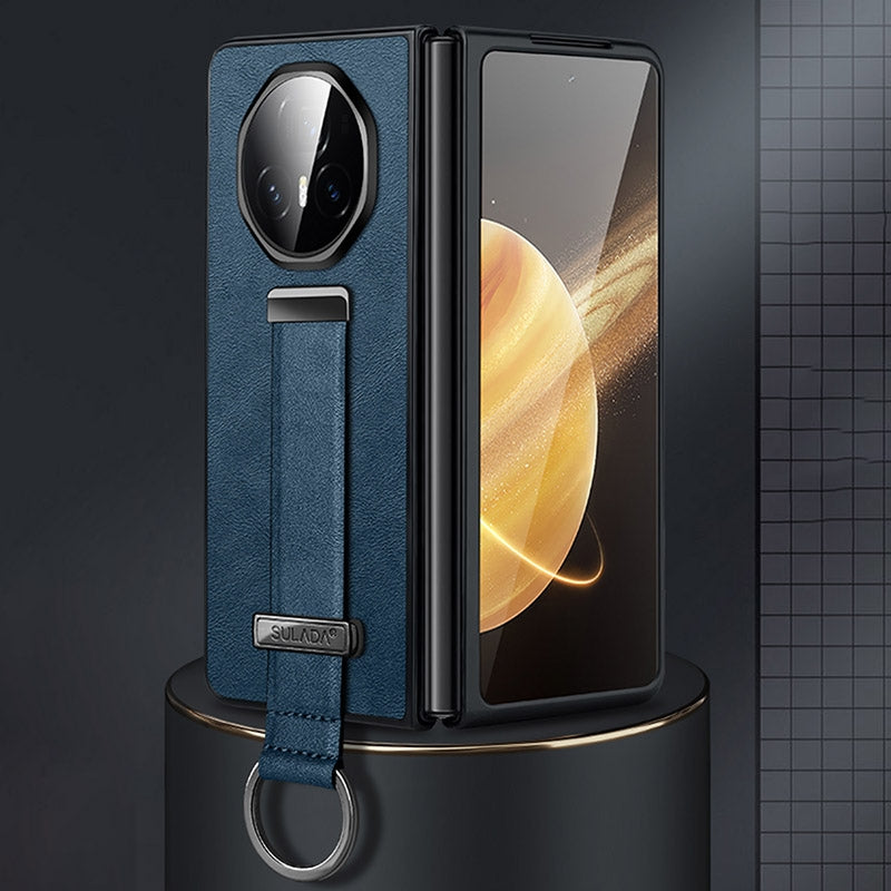 For Honor Magic V3 SULADA PC + Leather Texture Skin Feel Shockproof Phone Case(Blue)