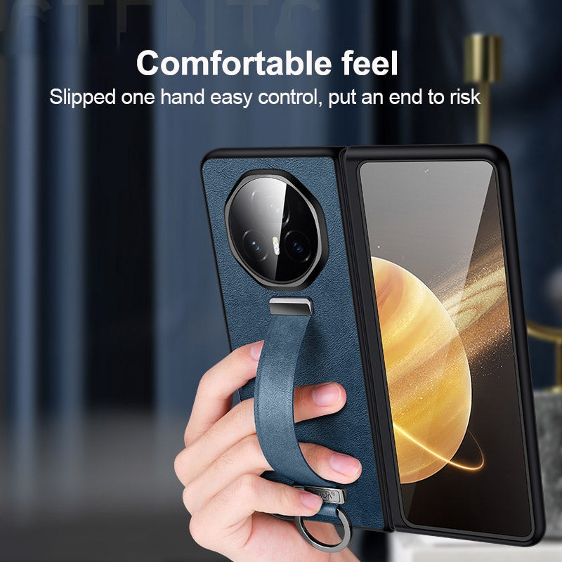 For Honor Magic V3 SULADA PC + Leather Texture Skin Feel Shockproof Phone Case(Orange)